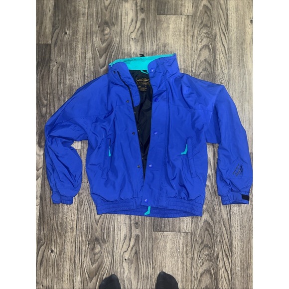 Vintage 90s Eddie Bauer Ultrex Snap Front Windbreaker Jacket Teal Blue Men's M - Picture 14 of 16